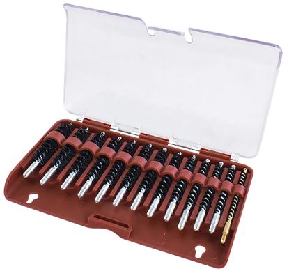 Picture of Tipton 615333 Bore Brush Set .17-.45 Cal Rifle Firearm 8-32/5-40 Thread Stainless Steel Nylon Bristles Bronze Includes Storage Box 