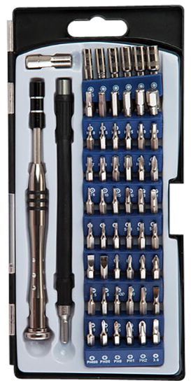 Picture of Wheeler 564018 Precision Micro Screwdriver Set Chrome Plated Steel Extendable Handle 58 Pieces 