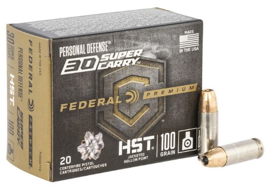 Picture of Federal P30hst1s Premium Personal Defense Hst 30 Super Carry 100 Gr Hst Jacketed Hollow Point 20 Per Box/ 10 Case 