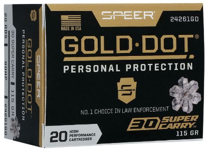 Picture of Speer 24261Gd Gold Dot Personal Protection 30 Super Carry 115 Gr Hollow Point 20 Per Box/ 10 Case 