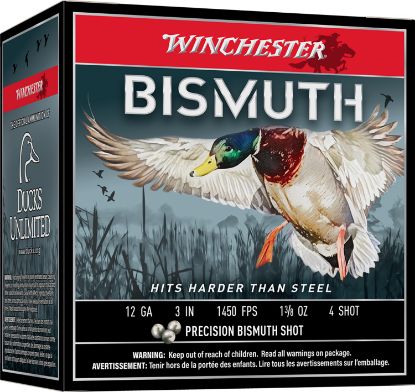 Picture of Winchester Ammo Swb1234 Bismuth 12 Gauge 3" 1 3/8 Oz Tin Plated Bismuth 4 Shot 25 Per Box/ 10 Case 