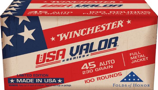 Picture of Winchester Ammo Usav45a Usa Valor 45 Acp 230 Gr Full Metal Jacket 100 Per Box/ 5 Case 