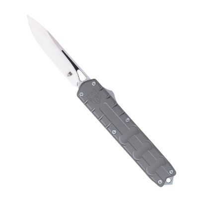 Picture of Cobratec Knives Ctegrym390dns Enforcer 3.25" Otf Drop Point Plain M390 Steel Blade/Gray Aluminum Handle 