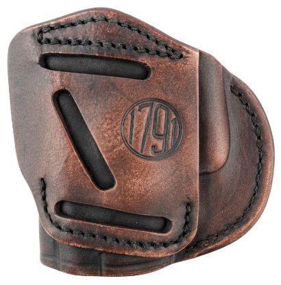 Picture of 1791 Gunleather 4Wh4vtgr 4-Way Iwb/Owb 04 Vintage Leather Belt Clip Compatible W/Springfield Xds/Springfield Xd/Glock 26/S&W M&P Shield Plus 