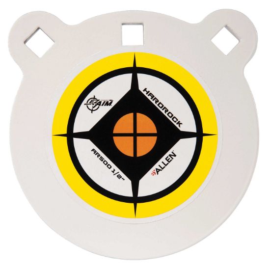 Picture of Ez-Aim 15597 Hardrock 6" Ar500 Steel Gong Shooting Target .50" Thickness White / Yellow / Black 