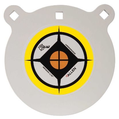 Picture of Ez-Aim 15598 Hardrock 8" Black/White/Yellow Ar500 Steel Gong, 0.50" Thick, Hanging 