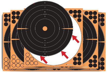 Picture of Ez-Aim 1531710 Splash Reactive Bullseye Impact Enhancement Adhesive Bullseye Black / Orange 10 Pack 