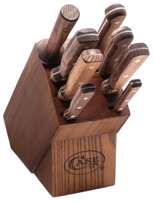 Picture of Case 10249 Household Cutlery Set Plain/Serrated Satin Tru-Sharp Ss Blade Walnut Handle 9 Piece 