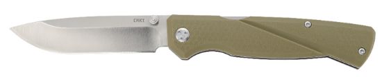 Picture of Crkt 6434 Kova 3.50" Folding Drop Point Plain Satin 8Cr13mov Ss Blade/Od Green Grn Handle Includes Pocket Clip 