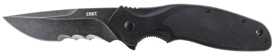 Picture of Crkt K800kkp Shenanigan 3.35" Folding Drop Point Veff Serrated Black Stonewashed 4116 Stainless Steel Blade/ Black Grn Handle Includes Pocket Clip 