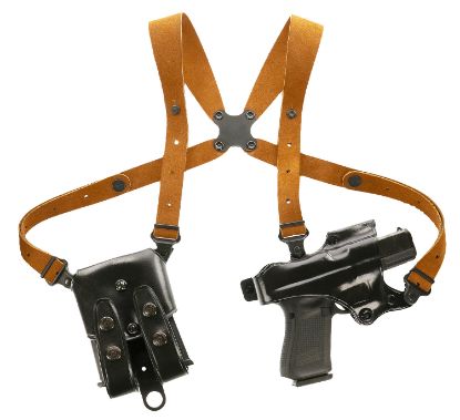 Picture of Galco Jr212b Jackass Rig Shoulder System Shoulder Size Fits Chest Up To 56" Black Leather Harness Fits 1911 Right Hand 