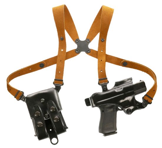 Picture of Galco Jr212b Jackass Rig Shoulder System Shoulder Size Fits Chest Up To 56" Black Leather Harness Fits 1911 Right Hand 