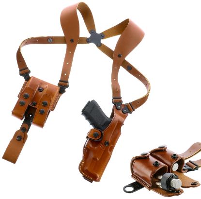 Picture of Galco Vhs4212 Vhs 4.0 Shoulder System Size Fits Chest Up To 56" Tan Leather Harness Fits 1911 Fits 5" Barrel Ambidextrous 