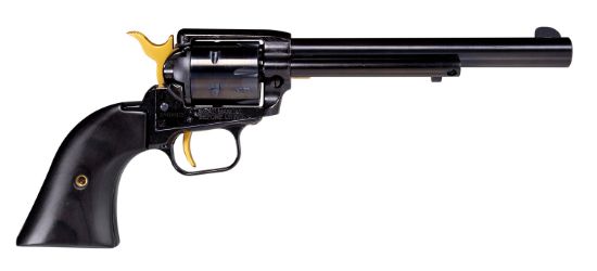 Picture of Heritage Mfg Rr22b4gld Rough Rider 22 Lr 6 Shot 4.75" Black Oxide Barrel, Cylinder & Frame, Black Laminate Wood Grips Features Gold Accents 