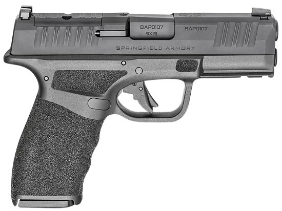 Picture of Springfield Armory Hcp9379bosp Hellcat Pro Osp 9Mm Luger 15+1 3.70" Black Melonite Optic Ready/Serrated Slide, Black Polymer Frame W/Picatinny Rail, Black Polymer W/Adaptive Texture Grips Right Hand 