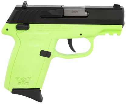 Picture of Sccy Industries Cpx1cblgg3 Cpx-1 Gen3 9Mm Luger 10+1 3.10" Lime Green Polymer W/Picatinny Rail Serrated Black Nitride Ss Slide Lime Green Polymer Grip 