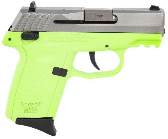 Picture of Sccy Industries Cpx1ttlgg3 Cpx-1 Gen3 9Mm Luger 10+1 3.10" Lime Green Polymer W/Picatinny Rail Serrated Ss Slide Lime Green Polymer Grip 