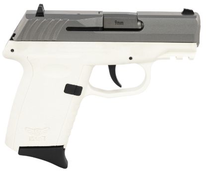 Picture of Sccy Industries Cpx-2Ttwtg3 Cpx-2 Gen3 9Mm Luger Caliber With 3.10" Barrel, 10+1 Capacity, White Finish Picatinny Rail Frame, Serrated Stainless Steel Slide, Polymer Grip & No Manual Thumb Safety 