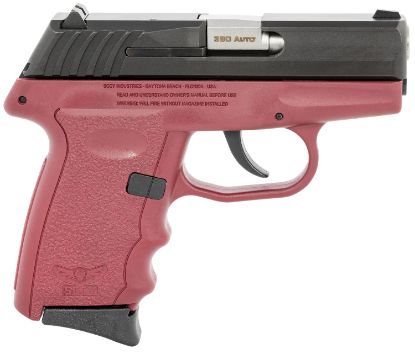 Picture of Sccy Industries Cpx-3Cbcr Cpx-3 380 Acp 10+1 3.10" Crimson Red Polymer Serrated Black Nitride Ss Slide Finger Grooved Crimson Red Polymer Grip 