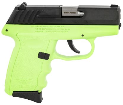 Picture of Sccy Industries Cpx-3Cblg Cpx-3 380 Acp 10+1 3.10" Lime Green Polymer Serrated Black Nitride Ss Slide Finger Grooved Lime Green Polymer Grip 