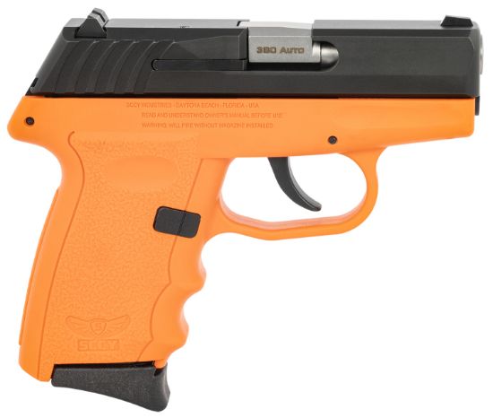 Picture of Sccy Industries Cpx-3Cbor Cpx-3 380 Acp 10+1 3.10" Orange Polymer Serrated Black Nitride Ss Slide Finger Grooved Orange Polymer Grip 