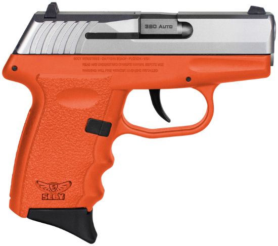 Picture of Sccy Industries Cpx-3Ttor Cpx-3 Sub-Compact Frame 380 Acp 10+1, 3.10" Stainless Quadlock Barrel, Serrated Stainless Steel Slide, Orange Polymer Frame W/Finger Grooves, No Safety, Right Hand 