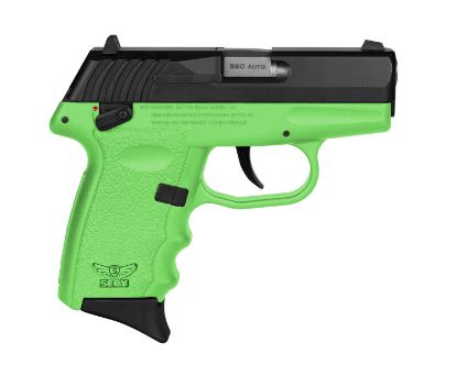 Picture of Sccy Industries Cpx-4Cblg Cpx-4 380 Acp 10+1 2.96" Lime Green Polymer Serrated Black Nitride Ss Slide Finger Grooved Lime Green Polymer Grip 