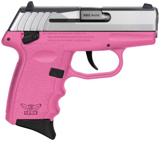 Picture of Sccy Industries Cpx-4Ttpk Cpx-4 380 Acp 10+1 2.96" Pink Polymer Serrated Ss Slide Finger Grooved Pink Polymer Grip 