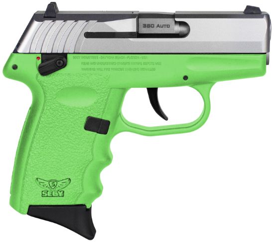 Picture of Sccy Industries Cpx-4Ttlg Cpx-4 380 Acp 10+1 2.96" Lime Green Polymer Serrated Ss Slide Finger Grooved Lime Green Polymer Grip 