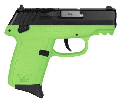 Picture of Sccy Industries Cpx1cblgrdrg3 Cpx-1 Gen3 Rdr 9Mm Luger 10+1 3.10" Lime Green Polymer W/Picatinny Rail Serrated Black Nitride Ss Slide Lime Green Polymer Grip 