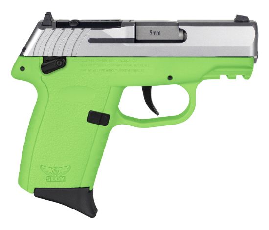 Picture of Sccy Industries Cpx1ttlgrdrg3 Cpx-1 Gen3 Rdr 9Mm Luger 10+1 3.10" Lime Green Polymer W/Picatinny Rail Serrated Ss Slide Lime Green Polymer Grip 