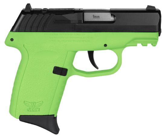 Picture of Sccy Industries Cpx2cblgrdrg3 Cpx-2 Gen3 Rd 9Mm Luger 10+1 3.10" Lime Green Polymer W/Picatinny Rail Serrated Black Nitride Ss Slide Lime Green Polymer Grip 