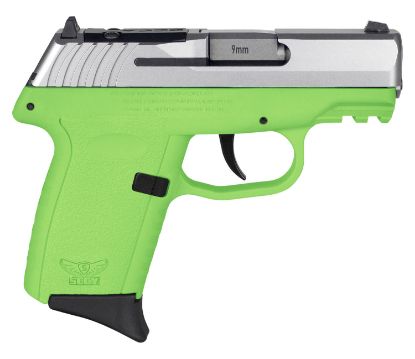 Picture of Sccy Industries Cpx2ttlgrdrg3 Cpx-2 Gen3 Rd 9Mm Luger 10+1 3.10" Lime Green Polymer W/Picatinny Rail Serrated Stainless Steel Slide Lime Green Polymer Grip 