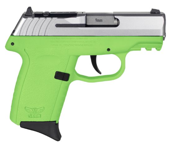 Picture of Sccy Industries Cpx2ttlgrdrg3 Cpx-2 Gen3 Rd 9Mm Luger 10+1 3.10" Lime Green Polymer W/Picatinny Rail Serrated Stainless Steel Slide Lime Green Polymer Grip 