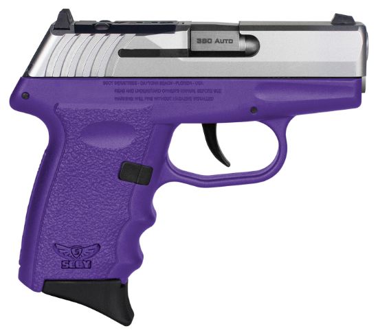 Picture of Sccy Industries Cpx3ttpurdrg3 Cpx-3 Rd 380 Acp 10+1 2.96" Purple Polymer/Serrated Stainless Steel Slide/Finger Grooved Purple Polymer Grip 