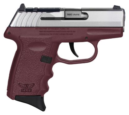 Picture of Sccy Industries Cpx3ttcrrdrg3 Cpx-3 Rd 380 Acp 10+1 2.96" Crimson Red Polymer/Serrated Stainless Steel Slide/Finger Grooved Crimson Red Polymer Grip 