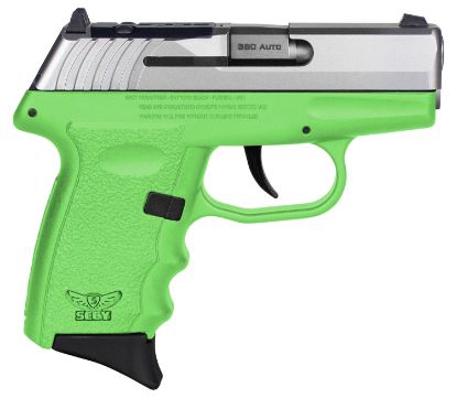 Picture of Sccy Industries Cpx3ttlgrdrg3 Cpx-3 Rd 380 Acp 10+1 2.96" Lime Green Polymer/Serrated Stainless Steel Slide/Finger Grooved Lime Green Polymer Grip 