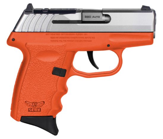 Picture of Sccy Industries Cpx3ttorrdrg3 Cpx-3 Rd 380 Acp 10+1 2.96" Orange Polymer/Serrated Stainless Steel Slide/Finger Grooved Orange Polymer Grip 