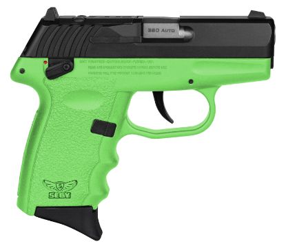 Picture of Sccy Industries Cpx4cblgrdrg3 Cpx-4 Rd 380 Acp 10+1 2.96" Lime Green Polymer/Serrated Black Nitride Stainless Steel Slide/Finger Grooved Lime Green Polymer Grip 