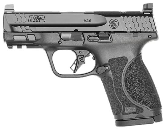 Picture of Smith & Wesson 13571 M&P M2.0 Compact 9Mm Luger 15+1, 3.60" Black Armornite Stainless Steel Barrel & Optic Cut/Serrated Slide, Matte Black Polymer Frame W/Picatinny Rail 