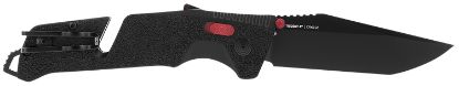 Picture of S.O.G Sog11120441 Trident At 3.70" Folding Tanto Plain Black Tini Cryo D2 Steel Blade/Black W/Red Accents Grn Handle Features Line Cutter/Glass Breaker 