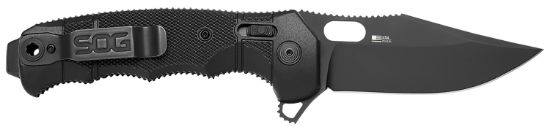 Picture of S.O.G Sog12210257 Seal Xr 3.90" Folding Clip Point Plain Black Cerakote S35vn Ss Blade Black/Grn Handle Includes Belt Clip 