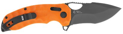 Picture of S.O.G Sog12270357 Kiku Xr Lte 3.02" Folding Tanto Plain Cryo Cts Xhp Blade Deep Textured Blaze Orange G10 Handle Includes Belt Clip 