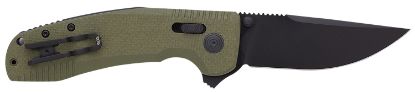 Picture of S.O.G Sog12380241 Sog-Tac Xr 3.39" Folding Clip Point Plain Black Tini Cryo D2 Steel Blade Od Green G10 Handle Includes Pocket Clip 