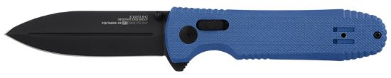 Picture of S.O.G Sog12610657 Pentagon Xr Lte 3.60" Folding Spear Point Tini Cryo Cts Xhp Blade/Blue G10 Handle Includes Belt Clip 