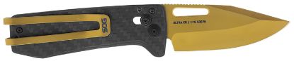 Picture of S.O.G Sog-12-63-02 Ultra Xr 2.80" Folding Clip Point Plain Gold Tini Cryo S35nv Steel Blade/Black Textured Carbon Fiber Handle Includes Pocket Clip 