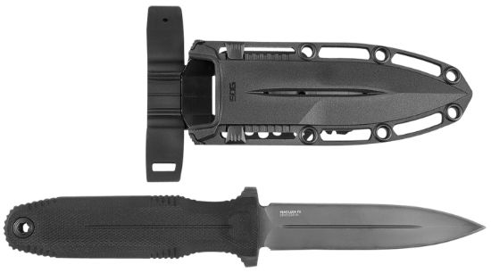 Picture of S.O.G Sog17610157 Pentagon Fx 4.77" Fixed Spear Point Plain Black Titanium Nitride Cryo Cpm S35vn Blade/G10 Blackout Handle 