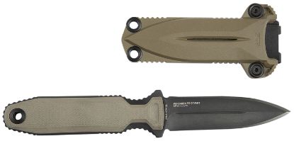 Picture of S.O.G Sog17610457 Pentagon Fx Covert 3.41" Fixed Spear Point Plain Black Titanium Nitride Cryo Cpm S35vn Blade/G10 Flat Dark Earth Handle 