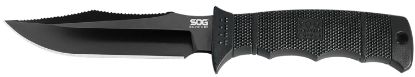 Picture of S.O.G Soge37sncp Seal Pup Elite 4.85" Fixed Clip Point Plain Black Hardcased Ticn Aus-8A Ss Blade/Black W/Grip Lines Grn Handle Includes Lanyard/Sheath 