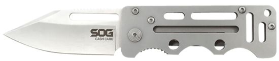 Picture of S.O.G Sog-Ez1-Cp Cash Card 2.75" Folding Clip Point Satin 8Cr13mov Ss Blade/ Silver Skeletonized Stainless Steel Handle 